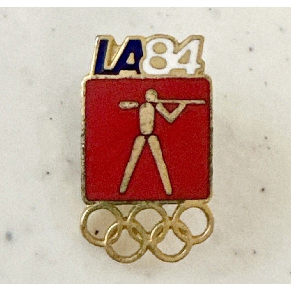 Shooting Olympics Pin 1984 Los Angeles LA hat lapel vest pin